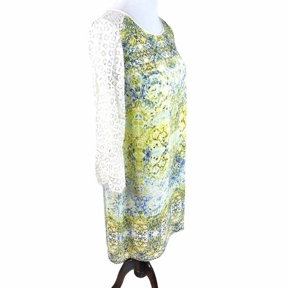 Ivanka Trump Floral and Lace Dress Green Blue Size 12 - Picture 3 of 10